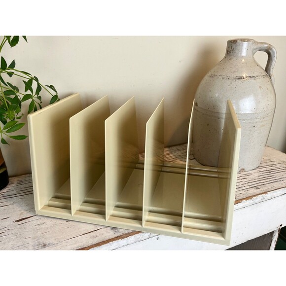 Vintage MCM Office Desk Beige File Organizer Plastic Retro 13" x 9" / Industrial - Picture 7 of 8